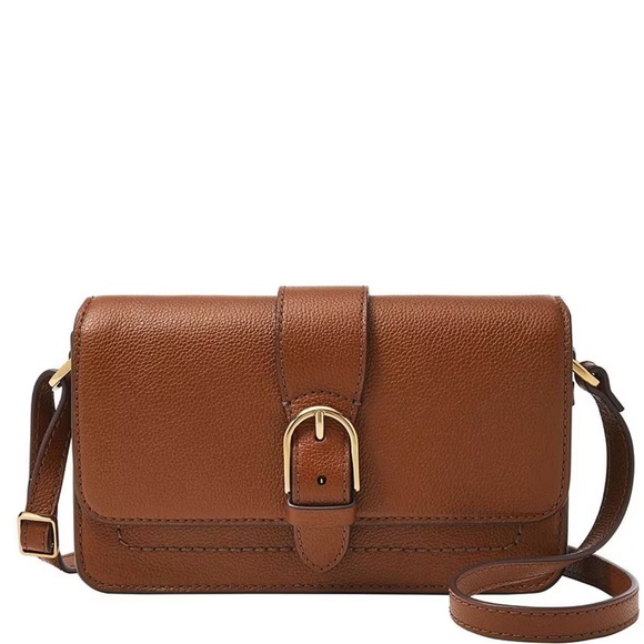 FOSSIL Handbag Zoey Magnetic Buckle Crossbody Brown Leather Bag AUTHENTIC NWT - Picture 1 of 8